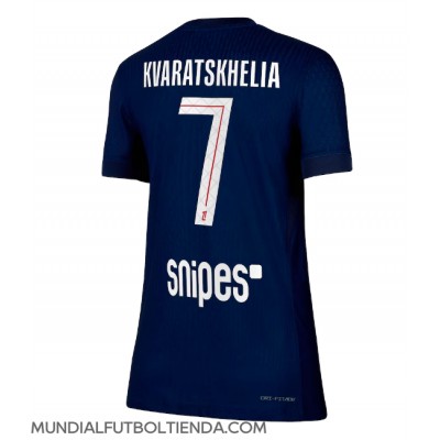 Camiseta Paris Saint-Germain Khvicha Kvaratskhelia #7 Primera Equipación Replica 2025-26 para mujer mangas cortas Camiseta Paris Saint-Germain Khvicha Kvaratskhelia #7 Primera Equipación Replica 2025-26 para mujer mangas cortas